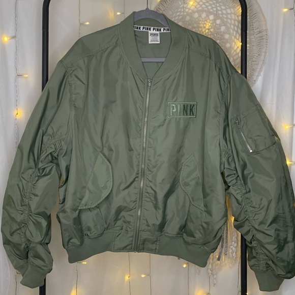 VS Pink army green bomber jacket size L - Picture 1 of 2